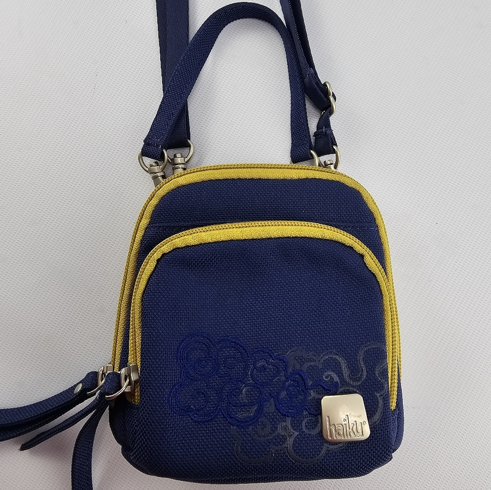Haiku Pouch Mini Eco Crossbody Bag Navy Blue Yellow